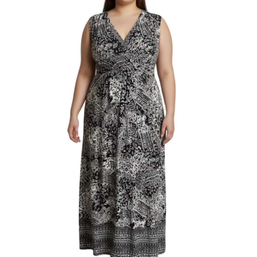Mario Serrani Italy White Black Beautiful Spring Summer Lady Size XXL Maxi Dress